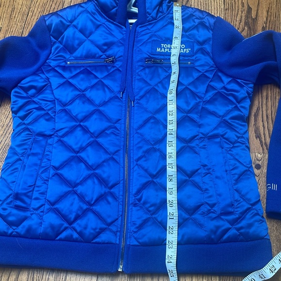 Toronto Maple Leafs sz L Large Quilted Navy Coat w Hood GIII by Carl Banks - Picture 7 of 10